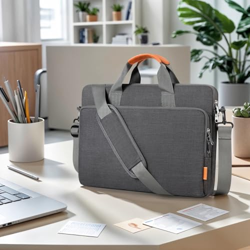 bagasin 15 15.6 16 inch Laptop Bag Carrying Case | Water-Repellent Fabric Laptop Computer PC Shoulder Briefcase, Lightweight Toploader, Business Casual or School - color: Grey, size: 15.6-16