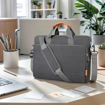 bagasin 15 15.6 16 inch Laptop Bag Carrying Case | Water-Repellent Fabric Laptop Computer PC Shoulder Briefcase, Lightweight Toploader, Business Casual or School - color: Grey, size: 15.6-16
