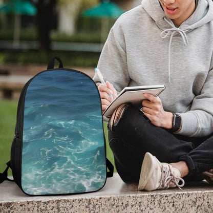 The Blue Sea Business Laptop Backpack for Women Men 17 Inch Carry on Backpack Waterproof Black Bookbag Fashion Lightweight Backpacks for Travel Hiking Camping Casual Daypack Backpacks