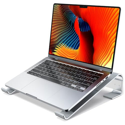 MOKURU Laptop Stand for Desk, Aluminum Laptop Riser, Ergonomic Computer Stand Compatible with for MacBook Pro/Air, Dell, HP, Lenovo, 10-17.3'' (Silver) - color: Silver