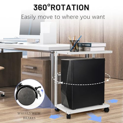 Bfttlity Computer Tower Stand 2-Tier Metal PC Stand for Floor Carpet, White | Under Desk Mobile CPU Stand for Most Computer Towers, 17.52"L x 23.22"H - size: Small-White