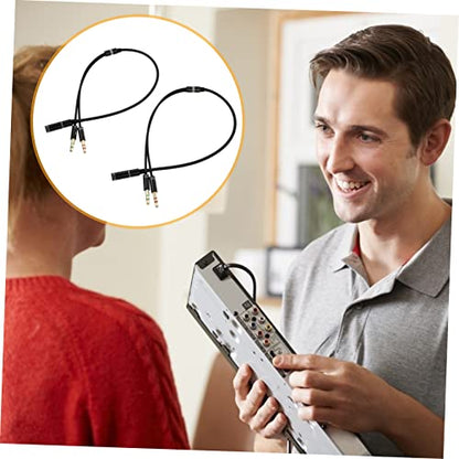 2pcs Audio Splitter y Adapter Cable Dual Male to Female Headphone Jack Extension for Microphone and Headset Compatible with Laptops Phones and Tablets