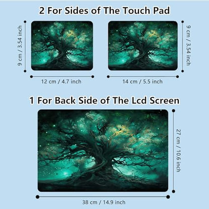 Universal Laptop Skin Sticker with 2 Wrist Pad Skins, Waterproof Scratch Resistant Vinyl Laptop Cover Decal, Cut to Fit for 11–15.6 Inch MacBook HP Dell Lenovo, Green Tree - color: Green Tree