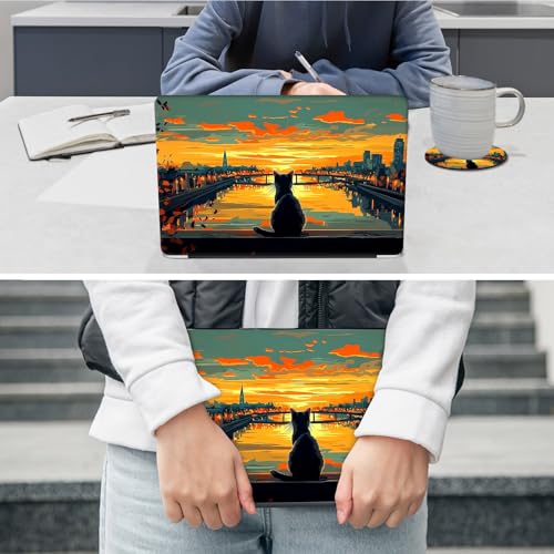 Laptop Skin Sticker Decal 12"-15.6" Universal Laptop/Notebook/Netbook Vinyl - Waterproof Scratch Resistant,Fits HP Dell Lenovo MacBook,2 Free Wrist Pads,Easy Apply & Remove,Cat City Dusk - color: Cat City Dusk