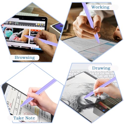 Stylus Pen for Android Tablet, Tablet Pencil for iOS/Android,Rechargeable Active Stylus Pen for iPhone/Samsung/XiaoMi/Huawei/Vivo/Lenovo and Other Android Smartphones and Tablet-Purple - color: Purple