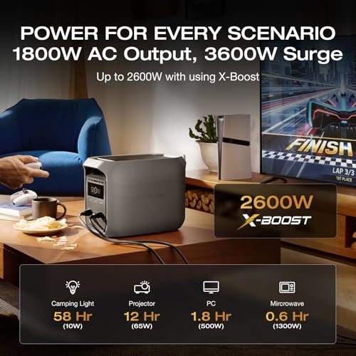 EF ECOFLOW Solar Generator Delta 3 Classic with 220W Solar Panel, 1024Wh | 1800W AC (3600W Surge)/100W USB-C Output, LiFePO4 Battery Portable Power Station, 10ms UPS, 1 Hr Fast Charge for Home,Camping - style: DELTA 3 Classic+220W