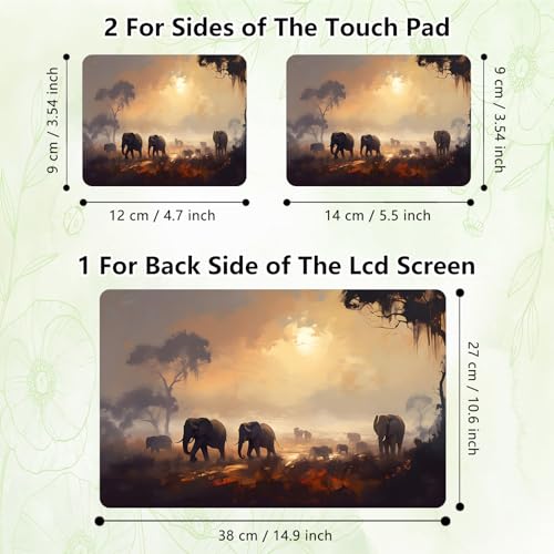 Laptop Skin Sticker Decal, Universal Reusable Vinyl Laptop Cover for 12" 13" 13.3" 14" 15" 15.4" 15.6" Notebook PC, Waterproof Scratch-Resistant with 2 Wrist Pads, Easy to Apply & Remove,Elephant - color: Elephant