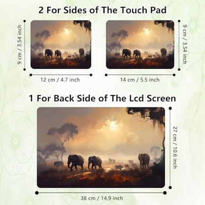 Laptop Skin Sticker Decal, Universal Reusable Vinyl Laptop Cover for 12" 13" 13.3" 14" 15" 15.4" 15.6" Notebook PC, Waterproof Scratch-Resistant with 2 Wrist Pads, Easy to Apply & Remove,Elephant - color: Elephant
