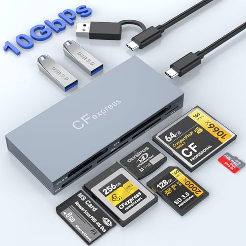 8 in 1 CFexpress Type B Card Reader, 10Gbps Multi CF Express Reader for CFexpress Type B/CF/XD/MS/TF/SD Reader, CFexpress Adapter Memory Card Reader with USB Gen 3.2 * 2 for Windows/Mac/Linux/Android - size: CFexpress B Card Reader