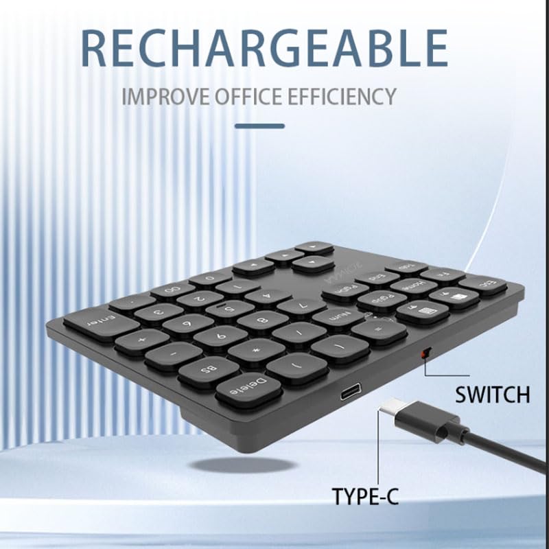 36 Keys Bluetooth Numeric keypad Portable Mini Financial Accounting Rechargeable Number pad Ultra-Silent for iPad Laptop,Mac, iMac, Tablet, PC and Desktop (Black) - color: black
