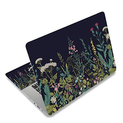 Laptop Skin Sticker,13.3 14 15 15.4 15.6 inch Laptop Skins,Universal Vinyl Decal,Dustproof Scratch Resistant Reusable Cover Protector with Free 2 Wrist Pads (Flower in Black Background) - color: Flower in black background
