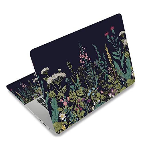 Laptop Skin Sticker,13.3 14 15 15.4 15.6 inch Laptop Skins,Universal Vinyl Decal,Dustproof Scratch Resistant Reusable Cover Protector with Free 2 Wrist Pads (Flower in Black Background) - color: Flower in black background