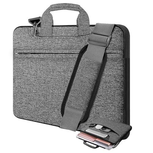 Laptop Case 15.6 inch Shoulder Bag, Durable Shockproof Protective Computer Carrying Briefcase with Multi-Pockets and Strap Compatible with Most 15.6 inch Notebooks,Dark gray-black - color: Dark Gray-black, size: 15.6"