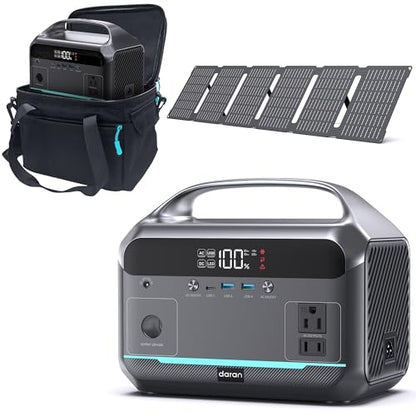DARAN Portable Power Station, 288Wh LiFePO4 Battery, 350W (600W Peak) Power Bank with AC Outlet & 40W 12V DC5521 Foldable Solar Panel