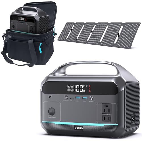 DARAN Portable Power Station, 288Wh LiFePO4 Battery, 350W (600W Peak) Power Bank with AC Outlet & 40W 12V DC5521 Foldable Solar Panel