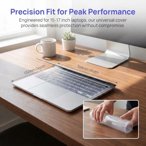 17 Inch Laptop Keyboard Cover Protector Universal for 17" Silicone Laptop Keyboard Cover Skin, Ultra Thin Waterproof Dustproof Silicone Protective Skin -Clear - size: large