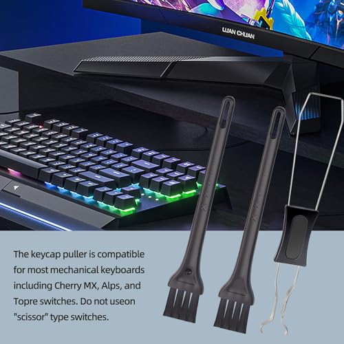 1 PCS Keycap Puller Switch Puller with 2 Cleaning Brushes | For Mechanical Keyboard, Fixing & Removal Tool, Stainless Steel
