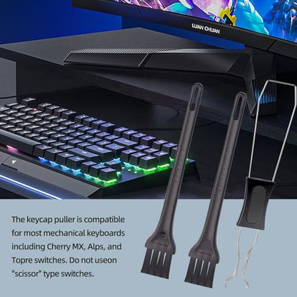 1 PCS Keycap Puller Switch Puller with 2 Cleaning Brushes | For Mechanical Keyboard, Fixing & Removal Tool, Stainless Steel