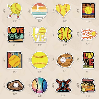 DETICKERS Baseball Stickers for Boys Kids 100 PCS Waterproof Vinyl Baseball Helmet Stickers for Teen Boys - style: Baseball