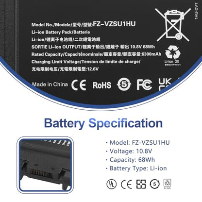 ANTIEE FZ-VZSU1HU FZ-55 Laptop Battery Replacement Pack for PANASONIC TOUGHBOOK 55 Mk1 Higher Capacity 10.8V 68Wh 6-Cell (Not Suitable for CF-54) - size: 6.1*2.7*0.8inch FZ-55