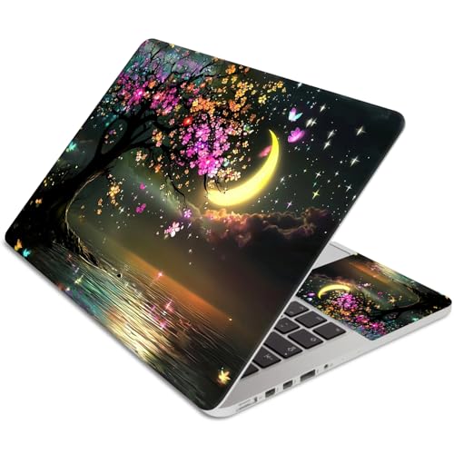 15.6 Inch Laptop Skin Sticker, Reusable Vinyl Cover Protector with 2 Wrist Pad Skins, Removable Waterproof Scratch-Resistant for 12-15.6 Inch Laptop Notebook,Beautiful Tree with Flowers - color: Beautiful Tree With Flowers