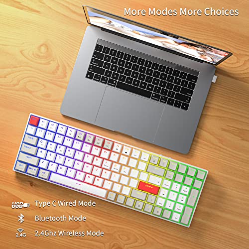 Newmen GM1000 Wireless Mechanical Gaming Keyboard,Bluetooth/2.4GHz/Wired | Hot Swappable, Custom,RGB Backlit,Anti-Ghosting,Wirless Mechanical Keyboards,Number Pad for Mac/Win,drive,Blue Switch - color: G-Blue Switch