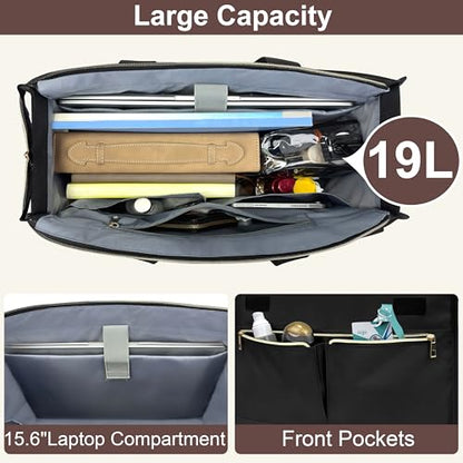 Laptop Bag for Women - 15.6 Inch Tote Work Bag with Compartments Nurse Teacher Bag Large Lightweight Office Handbag - color: Black