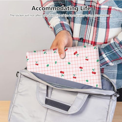 Universal Laptop Skin Sticker with 2 Wrist Pad Skins, Waterproof Scratch Resistant Vinyl Laptop Cover Decal, Cut to Fit for 11–15.6 Inch MacBook HP Dell Lenovo, Cherry Checks - color: Cherry Checks