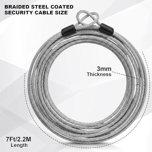 12 Pack Security Cable Luggage Lock with Loops 15 ft 3mm Braided Steel Coated Bike Cable Wire Double Loop Anti Theft Safety for U Lock, Padlock and Disc(Clear) - color: Clear, size: 15 Feet