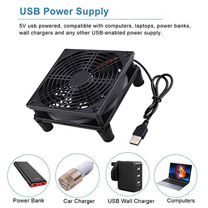 GDSTIME 120mm Router Fan Cooler, L/M/H 3 Speed Controller DC 5V USB Powered | Quiet, for Xbox Modem Routers Mini PC DVR TV Box Cooling - size: 120mm USB Fan