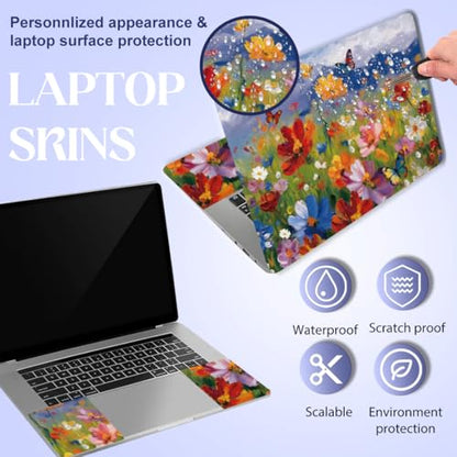 SUPERDANT Laptop Skin Sticker Oil Painting Flowers Laptop Decals Personalized Universal Notebook Computer Wrap Vinyl Skin Stickers Cover Art Decal Removable 12-15.6 Inch Scratch-Resistant Gifts - style: Colorful Flower Clusters