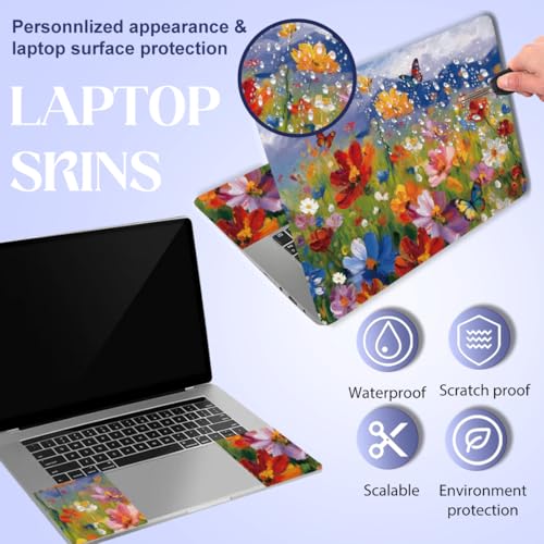 SUPERDANT Laptop Skin Sticker Oil Painting Flowers Laptop Decals Personalized Universal Notebook Computer Wrap Vinyl Skin Stickers Cover Art Decal Removable 12-15.6 Inch Scratch-Resistant Gifts - style: Colorful Flower Clusters