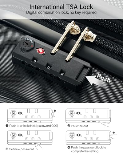 Hanke Expandable Luggage Sets 2 Piece, 20 and 28 Inch Hard Shell Suitcase | PC Hard Shell, 8 Spinner Wheels, TSA Lock, Side Hook, Wet Pocket, Nestable Storage, Family & Couple Travel - color: Jet Black, size: 20+28 Inch EXT
