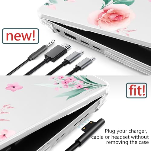 Batianda Artistic Case for Microsoft Surface Laptop 15 inch, Peach Rose | Fits Surface Laptop for Business 8th Edition 2026 & Surface Laptop 7 2024, 4-in-1 Accessories Bundle, Slim Durable Hard Shell - color: Peach rose
