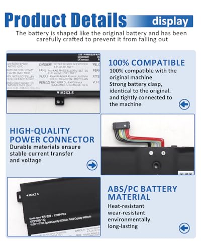 71Wh L21M4PE3 L21B4PE2 Battery Replacement for Lenovo IdeaPad Yoga 7 16IAP7 14IAL7 14ARB7 82QG 82QF Series Notebook L21L4PE0 SB11F38368 5B11F38372-15.36V 4623mAh - size: 11.69*3.85*0.19 IN L21M4PE3
