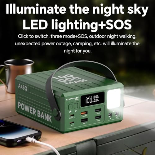 High Capacity Power Bank 100000mAh Fast Charging 22.5W PD 20W Portable USB C Battery Packs with 7 Outputs & LCD Display Battery Bank for iPhone, Samsung, iPad ,Macbook & Outdoors Camping (GREEN) | 7 Outputs & LCD Display ,DC output & Input ,Big Battery ,F