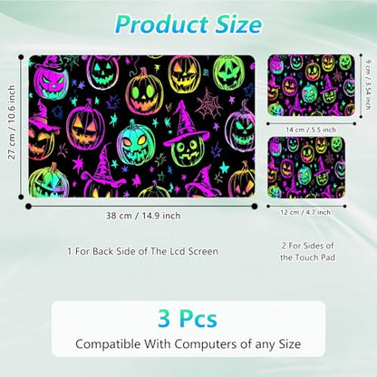 Laptop Skin Sticker Decal 12"-15.6" Universal Laptop/Notebook/Netbook Vinyl - Waterproof Scratch Resistant,Fits HP Dell Lenovo MacBook,2 Free Wrist Pads,Easy Apply & Remove,Glitter Pumpkin - color: Glitter Pumpkin