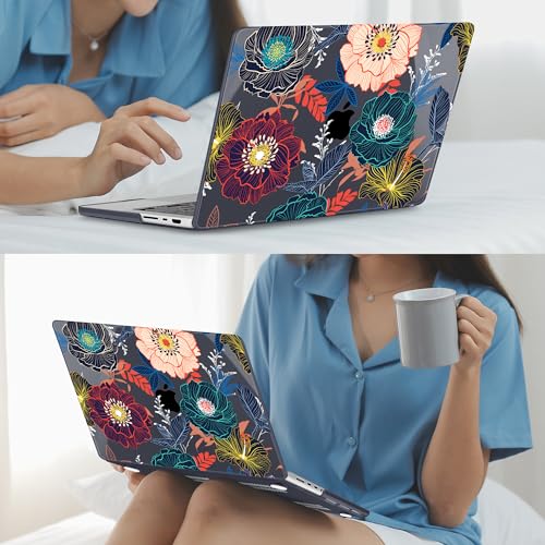 Mektron Case for M5 MacBook Pro 14 inch 2026 Model A3427 A3426 Fit 2025-2021 Model A3434 A3112 M4 A3112 A3401 A3185 M3 A2918 A2992 M2 A2779 M1 A2442 Pro/Max Cover for MacBook Pro 14", Dahlia Flowers - color: Dahlia Flowers