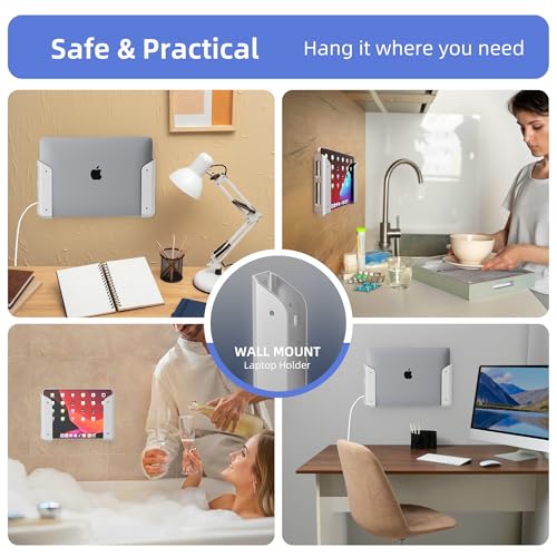 Wall & Under Desk Laptop Mount Holder–Adhesive & Screw in,1.02"/ 26 mm,Anti-Scratch Pads,Universal for MacBooks,Surface,Keyboards,Tablets,Switch &More,Matte Silver - color: Matte Silver