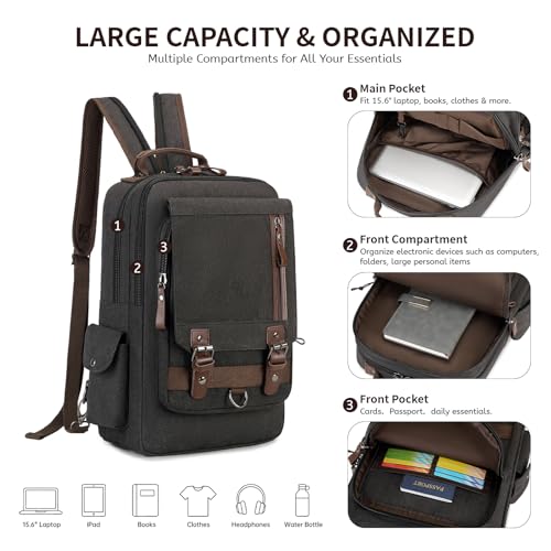 mygreen Canvas Cross Body Messenger Bag Shoulder Sling Backpack Travel Rucksack - color: Coffee Xl-zipper Shoulder, size: X-Large