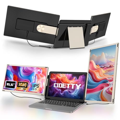 CIDETTY Laptop Screen Extender Monitor Portable, 15.6" FHD Monitor Extender Detachable Monitor for Laptops, Triple Laptop Monitor Extender compatiable with Windows, Mac, Android, Chrome, Switch & PS - color: Black