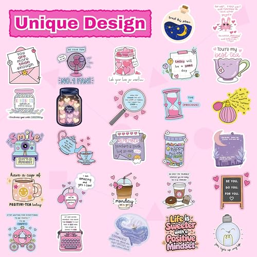 200 Pcs Cute Positive Affirmation Stickers for Journaling Aesthetic | for Adults,Vinyl Cute Positive Motivational Aesthetic Boho Journal Stickers for Water Bottles Laptops Adult Teen Kid