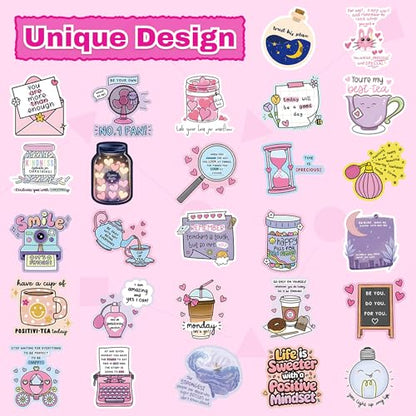 200 Pcs Cute Positive Affirmation Stickers for Journaling Aesthetic | for Adults,Vinyl Cute Positive Motivational Aesthetic Boho Journal Stickers for Water Bottles Laptops Adult Teen Kid