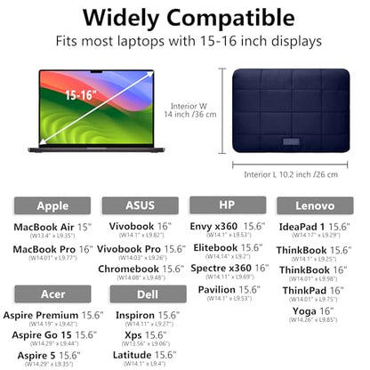 Puffy Laptop Sleeve 15-16 Inch Matte Navy, Waterproof Carrying Case Bag for Women, Fluffy Computer 15.6 HP Case, Compatible with MacBook Pro 16 Inch, MacBook Air M2 M1, Asus/Dell XPS/Lenovo - color: Matte Navy, size: 15-16 inch
