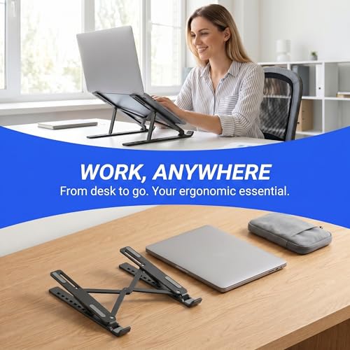 Ergonomic Laptop Stand, Plastic Laptop Riser, Portable and Adjustable Notebook Computer Holder Compatible,Black - color: Black