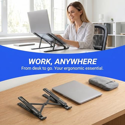 Ergonomic Laptop Stand, Plastic Laptop Riser, Portable and Adjustable Notebook Computer Holder Compatible,Black - color: Black
