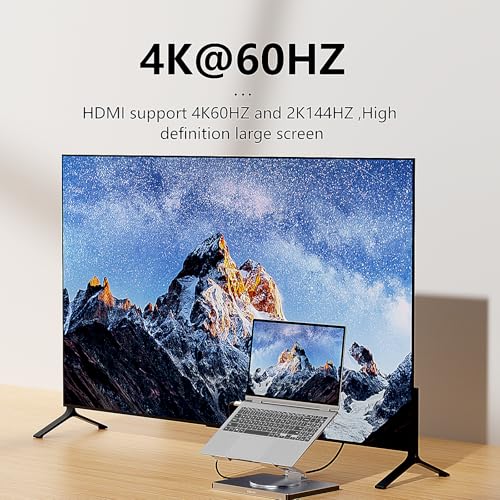 10 in 1 Laptop Docking Station Stand for MacBook Pro/Air/Surface/Dell/HP/Lenovo, Mac Type-C Hub with 4K HDMI, USB 3.0, SD/TF Card, RJ45, PD 3.0, USB C Laptop Stand Hub with 360 Rotating Base (ST109A)