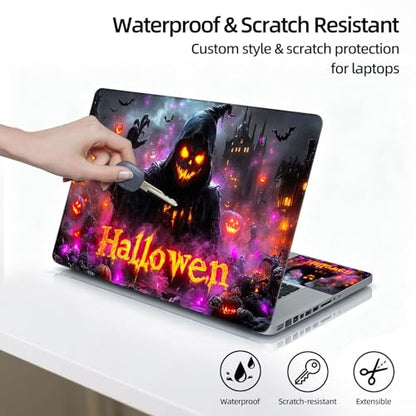 Universal Laptop Skin Sticker Decal, 12"-15.6" Aesthetic Vinyl Wrap, Halloween Ghost Reaper Waterproof Notebook Cover Art Protector for MacBook HP Dell Lenovo, Fits 13" 14" 15" 15.6" - color: Halloween Ghost Reaper