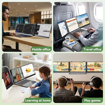 Blackview Laptop Screen Extender, 2.2 lb Ultra-Light, One-Cable Connection, 15.6" Triple Screen Laptop Monitor Extender, TÜV Eye-Care, Business Travel, Mac, Windows, ChromeOS, Switch