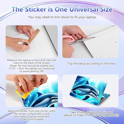Laptop Skin Sticker Decal Cover,Cute Dolphin | DIGTIALL Universal Laptop Skin Sticker, Waterproof Removable Notebook Decal Protector Cover for 12 13 14 15 Inch Laptops - color: Cute Dolphin